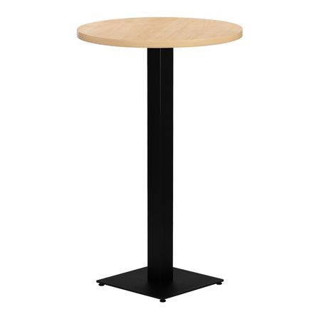 Table haute de bar ronde bois clair et pieds carré acier noir Mooby 70 cm