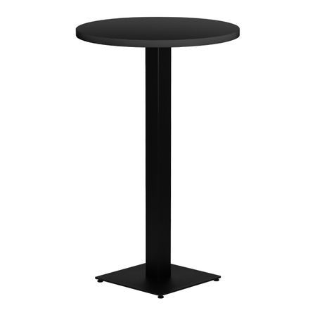 Table haute de bar ronde noir et pieds carré acier noir Mooby 70 cm
