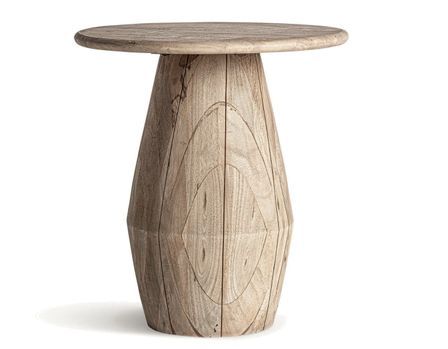 Table haute ronde bois massif clair JACQUARD Ø61 cm – Design estudi{H}ac