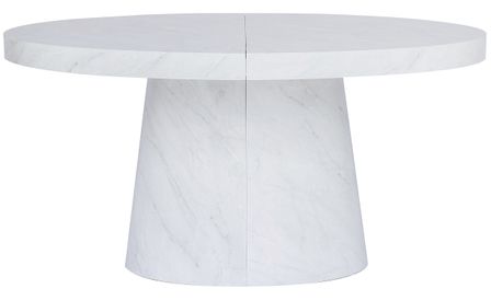 Table ovale extensible bois effet marbre blanc Aleez