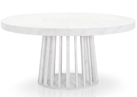 Table ovale extensible effet marbre blanc Ritchi 150/300 cm