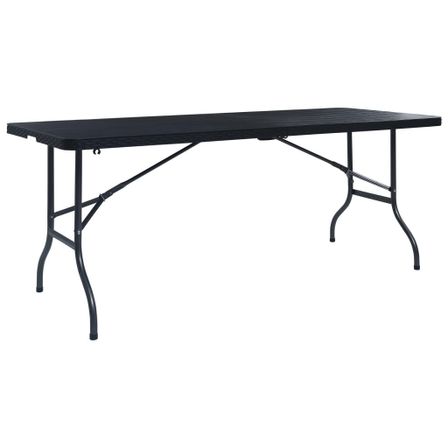 Table pliable de jardin Noir 180x75x72 cm PEHD Imitation rotin 2