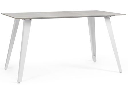 Table rectangulaire ARJETA 140 cm – grès cérame effet marbre & pieds acier