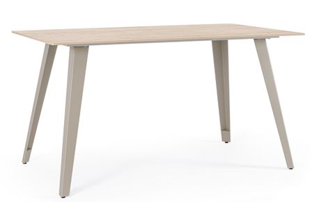 Table rectangulaire ARJETA 140 cm – grès cérame effet marbre & pieds acier