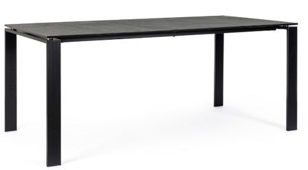 Table rectangulaire céramique anthracite et pieds acier noir Benja 180 cm