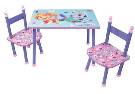 Table rectangulaire et 2 chaises Pat'Patrouille fille
