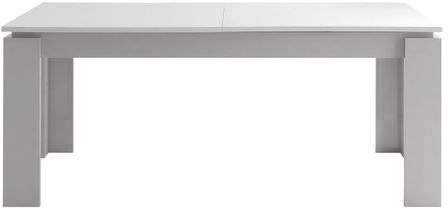 Table rectangulaire extensible bois laqué blanc et gris Ravi