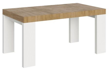 Table rectangulaire extensible bois naturel et blanc 160 à 420 cm Ribo
