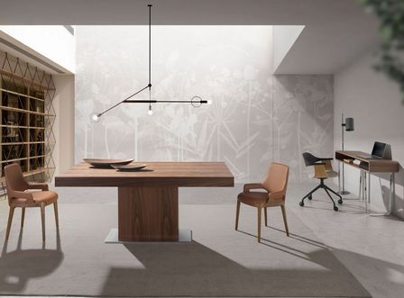 Table rectangulaire extensible Kinta 180/240 cm - Noyer et acier chromé