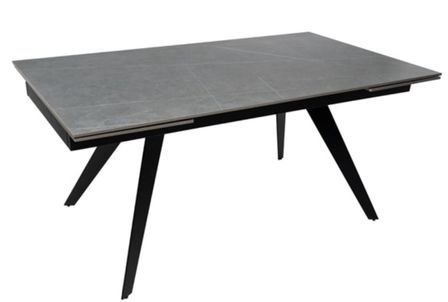 Table rectangulaire extensible plateau porcelaine et pieds métal noir Konty