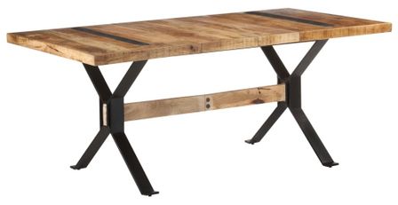 Table rectangulaire industriel VELIZA 180 cm - Bois de manguier et acier noir