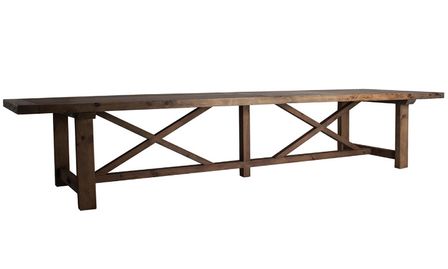 Table rectangulaire pin recyclé naturel vieilli Recyka 400 cm