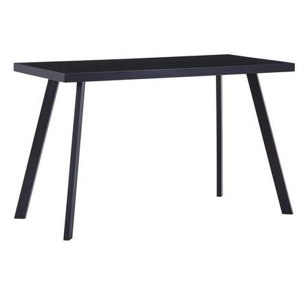 Table rectangulaire verre trempé noir et pieds métal Ragya 120 cm