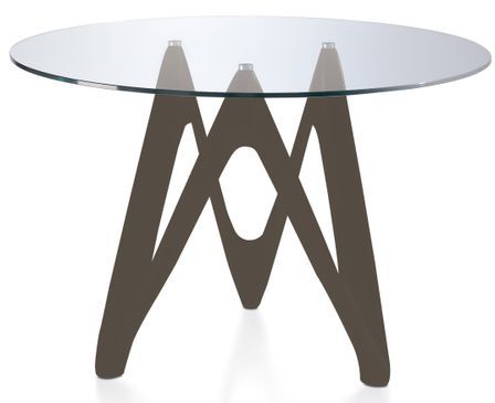 Table ronde design fibre de verre laqué marron Perla
