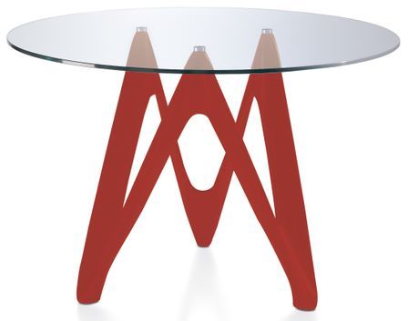 Table ronde design fibre de verre laqué rouge Perla