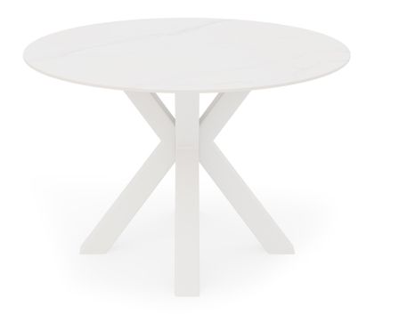 Table ronde en porcelaine et métal FOLA – Design minimaliste