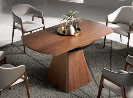 Table ronde extensible Pyro Ø80/140 cm - Noyer comtemporain