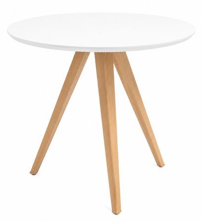 Table ronde FIND 80 cm – Bois brillant & pied métal effet bois naturel – Style scandinave
