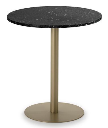 Table ronde granite noir et pied métal doré D 70 cm