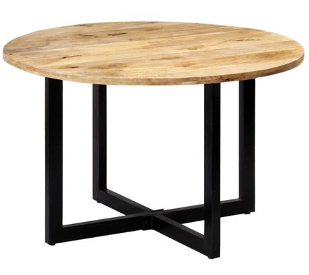 Table ronde industrielle bois de manguier et fer noir Tuly 120