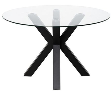 Table ronde moderne Jadys – Plateau en verre et pieds croisés en métal