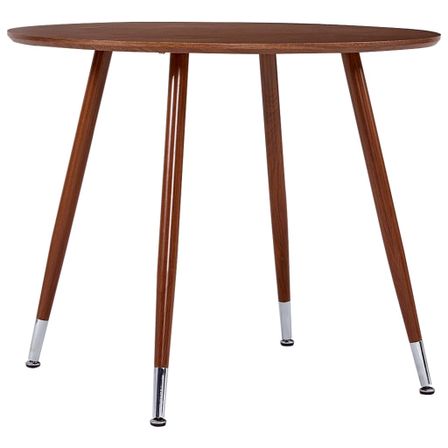 Table ronde plateau bois foncé et pieds metal marron Sanda 90 cm