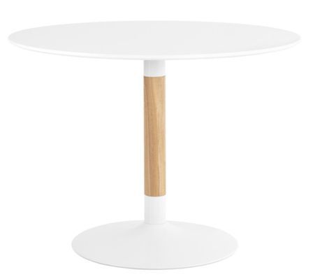 Table ronde Rika en bois laqué et métal blanc – Fusion de modernité et simplicité