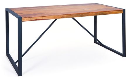 Table sheesham massif foncé et pieds métal noir Lary