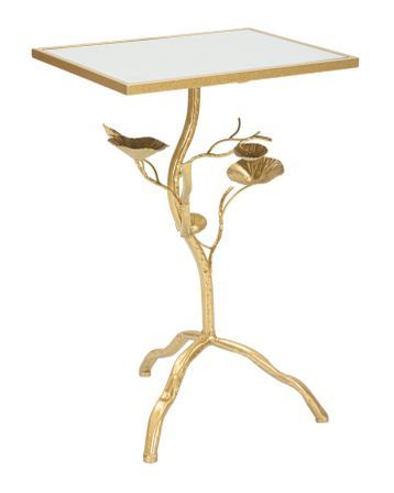 Table Tisty métal doré et miroir design arbre
