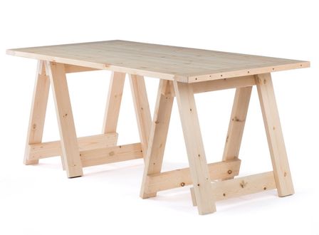 Table tréteaux bois massif naturel Rustiba 180 cm