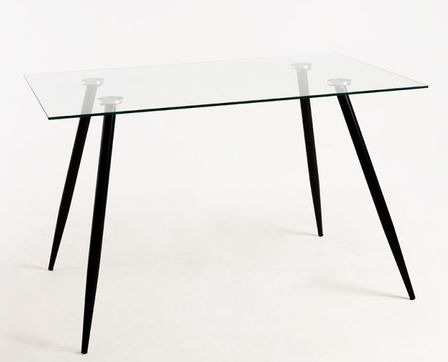 Table verre trempé et pieds métal noir Barrio 125 cm