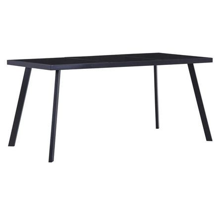 Table verre trempé noir et pieds métal Ragya 180 cm