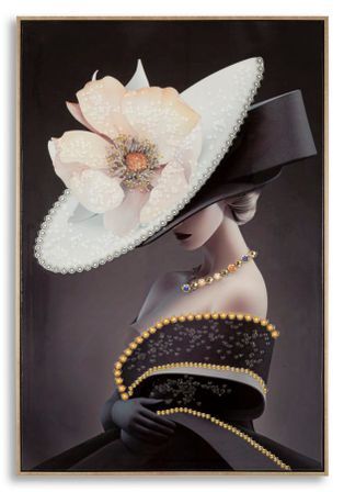 Tableau mural laqué avec cadre chapeau de vie -b- cm 62x4x92