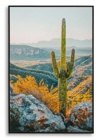 Tableau sur toile laquée avec cadre - cactus - l 60 x 4 x 90 cm