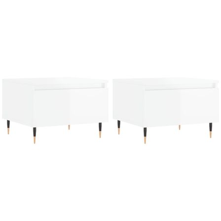 Tables basses 2 pcs blanc brillant 50x46x35cm bois d'ingénierie