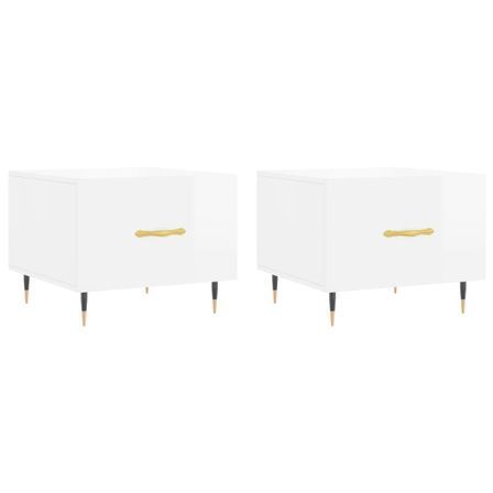 Tables basses 2 pcs blanc brillant 50x50x40cm bois d'ingénierie