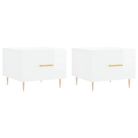 Tables basses 2 pcs blanc brillant 50x50x40cm bois d'ingénierie