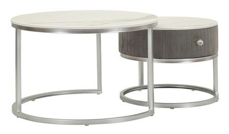 Tables basses grises lot de 2 effet marbre design