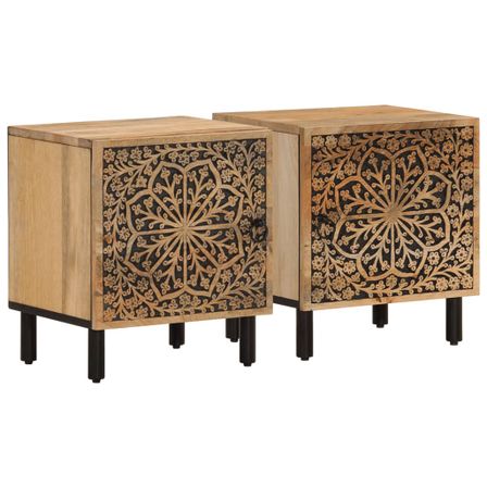 Tables de chevet 2 pcs 40x33x46 cm Bois de manguier solide
