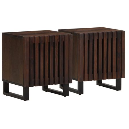 Tables de chevet 2 pcs 40x33x46 cm Bois de manguier solide