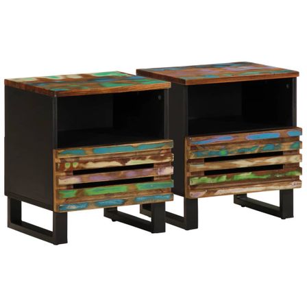 Tables de chevet 2 pcs 40x33x46 cm Bois massif de récupération