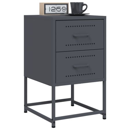 Tables de chevet 2 pcs anthracite 36x39x60,5 cm acier