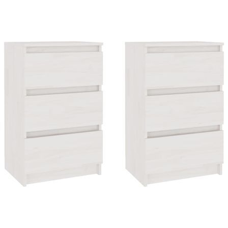 Tables de chevet 2 pcs Blanc 40x29,5x64 cm Bois de pin solide