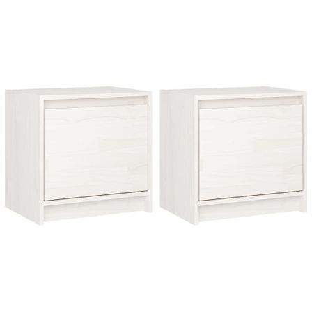 Tables de chevet 2 pcs Blanc 40x30,5x40 cm Bois de pin massif 2