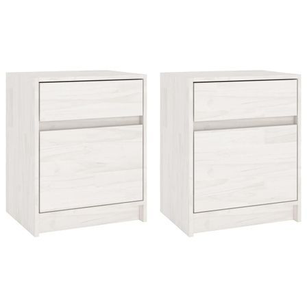 Tables de chevet 2 pcs Blanc 40x31x50 cm Bois de pin massif