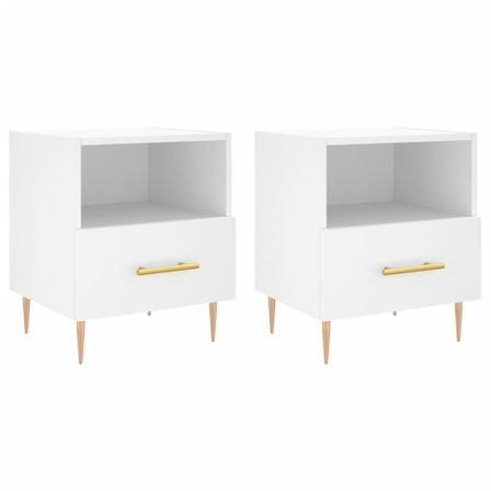 Tables de chevet 2 pcs blanc 40x35x47,5 cm bois d’ingénierie