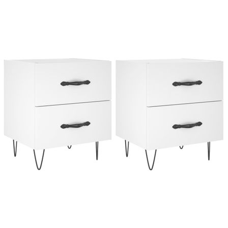 Tables de chevet 2 pcs blanc 40x35x47,5 cm bois d’ingénierie