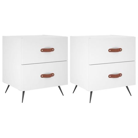 Tables de chevet 2 pcs blanc 40x35x47,5 cm bois d’ingénierie