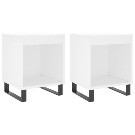 Tables de chevet 2 pcs blanc 40x35x50 cm bois d’ingénierie
