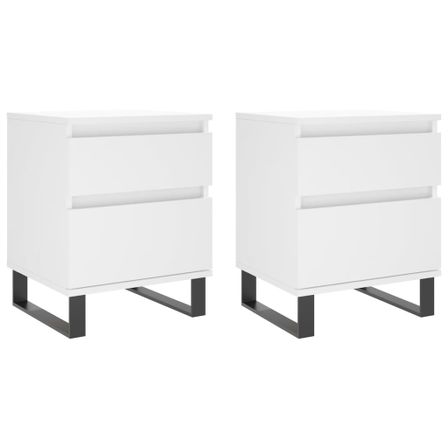 Tables de chevet 2 pcs blanc 40x35x50 cm bois d’ingénierie